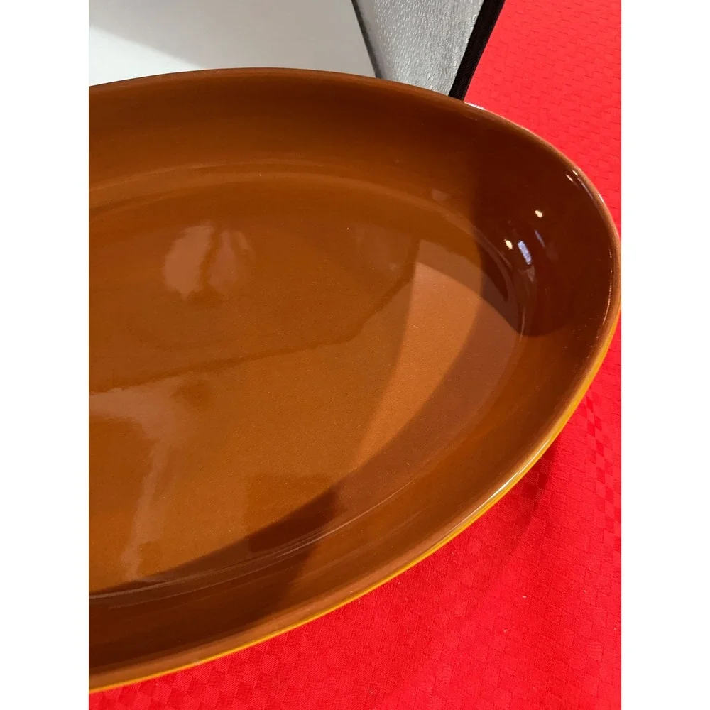 Sur La Table Ceramic Chip and‎ Dip Platter Portugal Brown Striped Chili Pepper